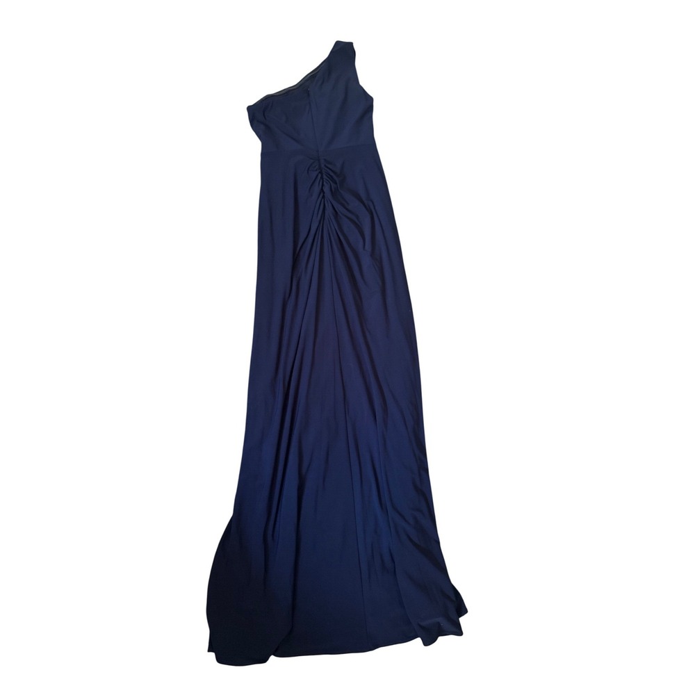 Adrianna Papell One Shoulder Navy Ruched Maxi Gown Formal Women Size 0 - Picture 4 of 4